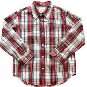 Peek Boys Red Plaid Button Down Top Size Large (8)